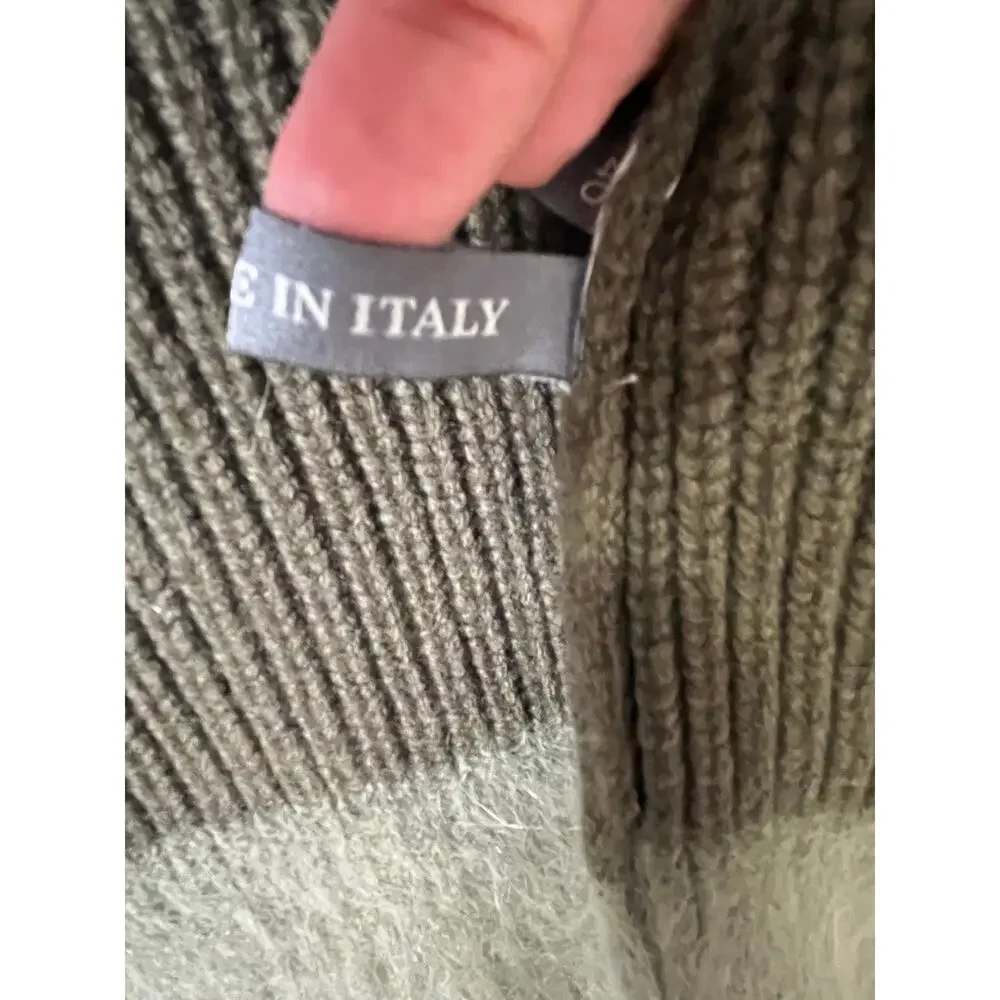 Lorena Antoniazzi Ribbed Knit Open Front Cardigan Olive Green Small‎ Lagenlook